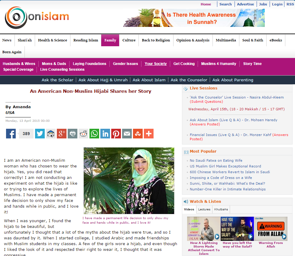 An American Non Muslim Hijabi Shares her Story   Gender   Society   Family   OnIslam_net