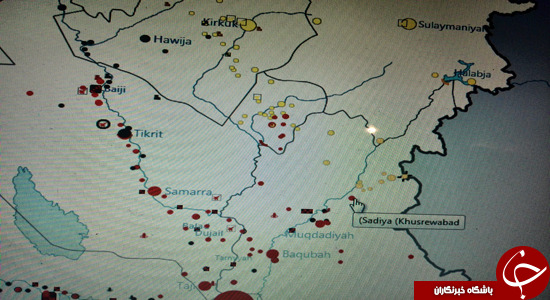 نقشه فاصله داعش تا مرزهای ایران